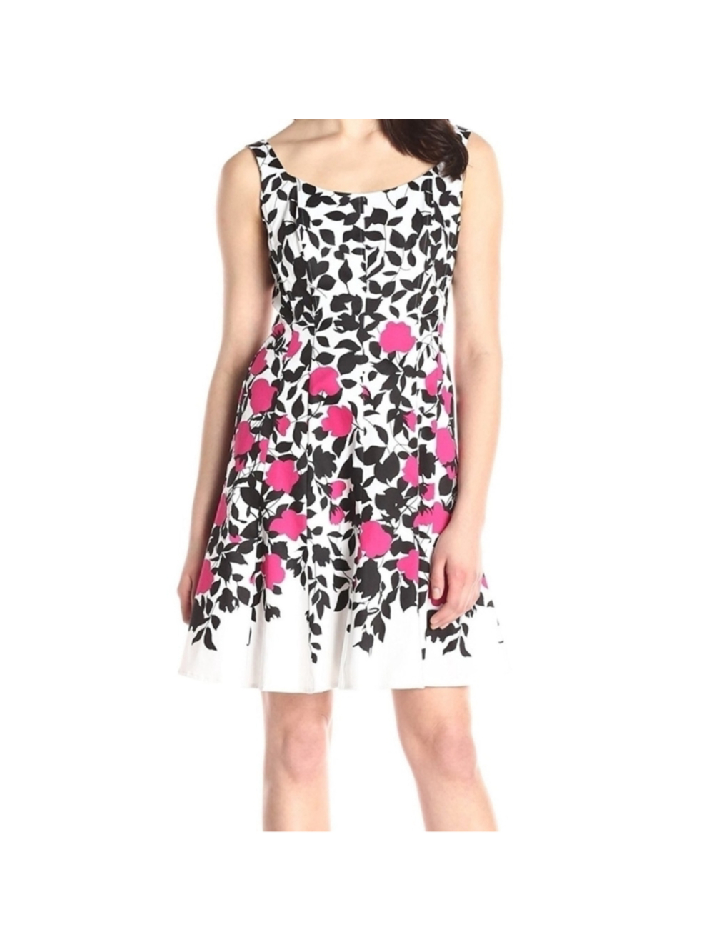 Nine West White Pink Womens Size 8 Pleated Fl